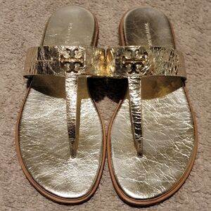 Tory Burch Mini Everly Flat Sandal Spark Gold Size 7.5